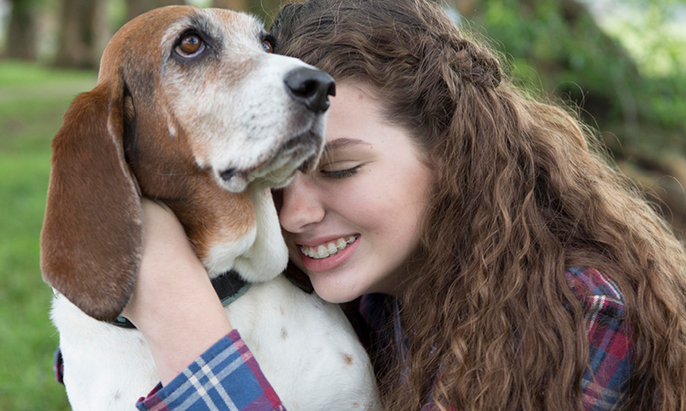 girl with dog